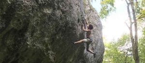 Alexander Rohr klettert Fred-Nicole-Route im Basler Jura