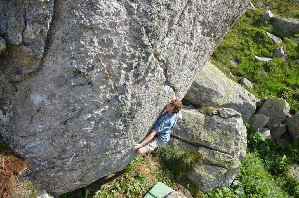 Giuliano Cameroni at the first ascent of Hazel Grace on the Gotthard Pass - Switzerland