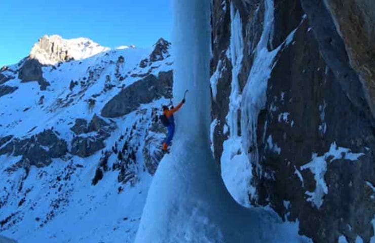 Dani Arnold climbs one of the toughest ice climbing routes Free Solo Speed