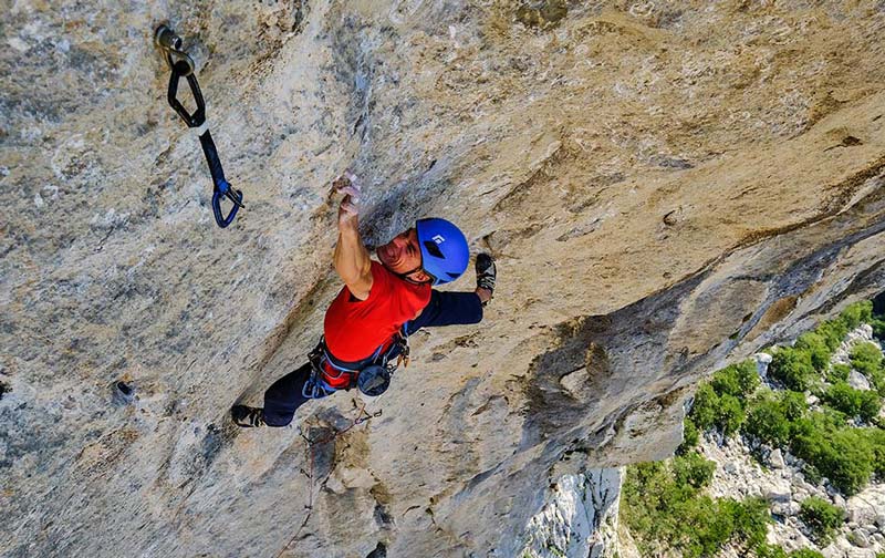 Luka Kranjc made the first redpoint ascent of the route Spomin in the year 2017