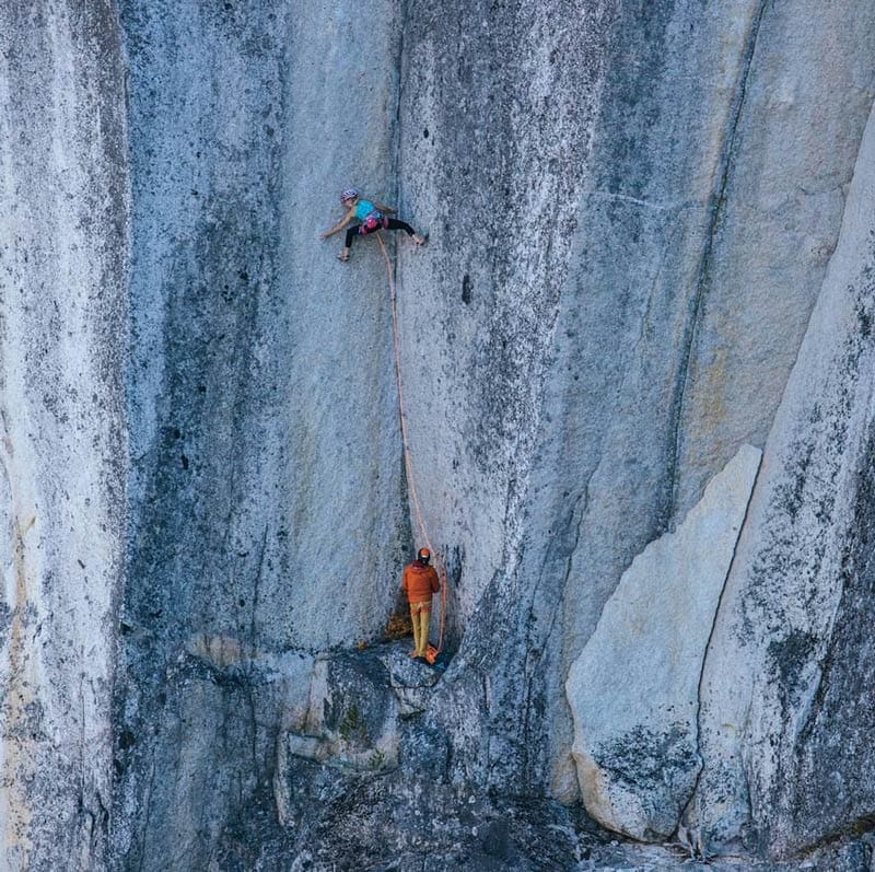 Katharina Saurwein "lifts" the trad climbing route Tainted Love (Jess Talley).