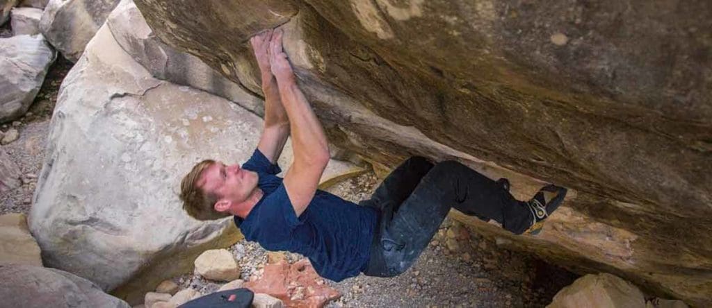 Nalle Hukkataival manages the third ascent of Boulders Sleepwalker