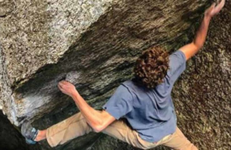 Giuliano Cameroni commits the Gran Paradiso boulder in the Valle dell'Orco