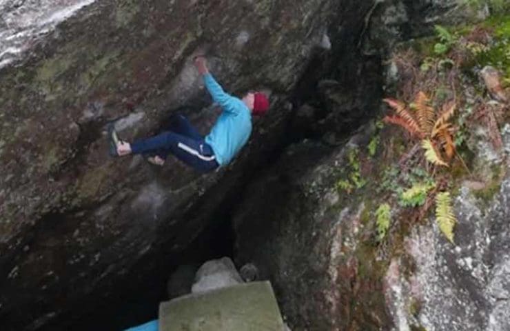 The Briton Eliot Stephens climbs Arzak (8c) and rows of more hard boulders