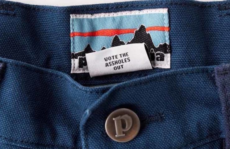 Vote the Assholes out: Patagonia with political message on label