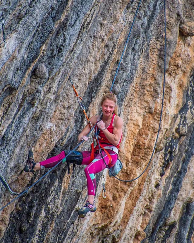 Martina Demmel after the onsight ascent of Humildes pa casa (8b +). Picture Toni Mas Buchaca)