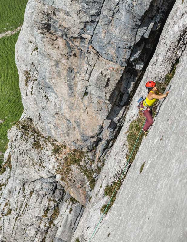 Katherine Choong on the Supertramp route on the north face of the Bockmattli.