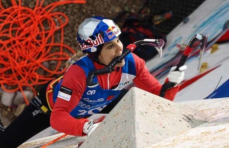 Petra Klingler is world champion in ice climbing