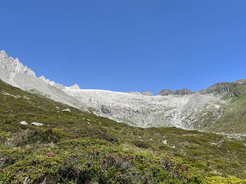 El glaciar más seco sobre el gran glaciar Aletsch en el cantón de Valais ya está libre de nieve en junio. Fuente: WetterOnline, foto: Dr. david volken