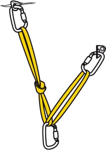 Multi-rope climbing_stand-without-knots-at-the-central-point_knotted on one side