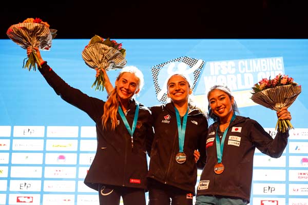 bouldering world cup innsbruck podium women