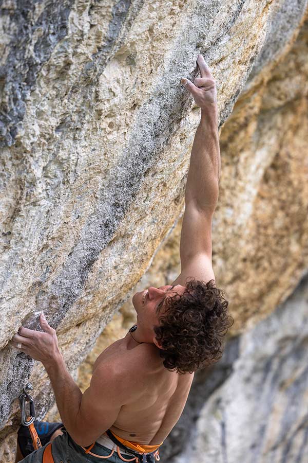 The key part of Oblivion (9a) is a bouldering sequence consisting of four moves. Image: John Thornton
