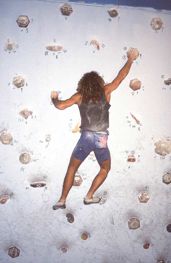 Bouldering in times when dual texture grips were still a long way off. Image: Transa