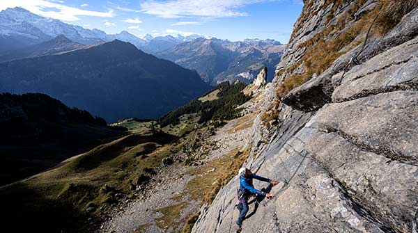 Reisefieber in Hintisberg stands for fun climbing in front of a breathtaking backdrop. Image: Sandro von Känel