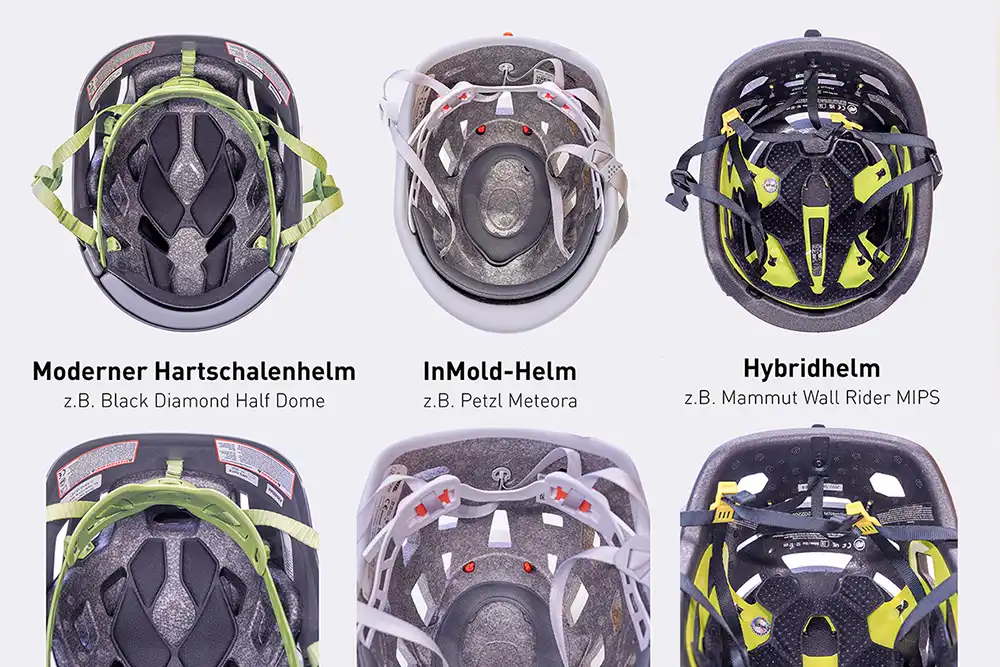 Bei diesen drei Helm-Typen sieht man deutlich die Unterschiede in der Konstruktion